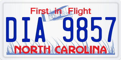 NC license plate DIA9857