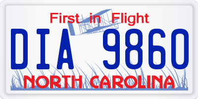 NC license plate DIA9860