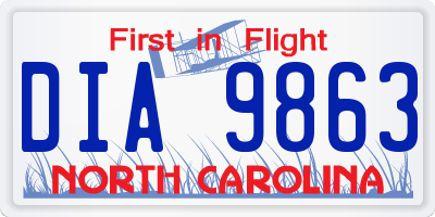 NC license plate DIA9863
