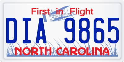 NC license plate DIA9865
