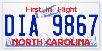 NC license plate DIA9867