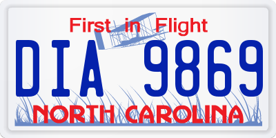 NC license plate DIA9869
