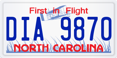 NC license plate DIA9870