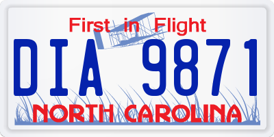 NC license plate DIA9871
