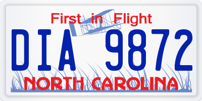 NC license plate DIA9872