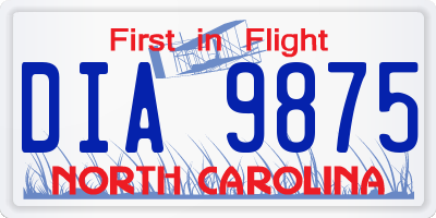 NC license plate DIA9875