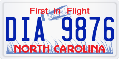NC license plate DIA9876
