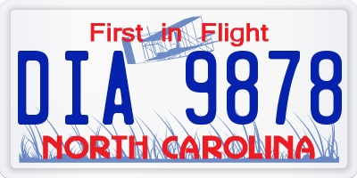 NC license plate DIA9878