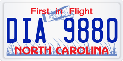 NC license plate DIA9880