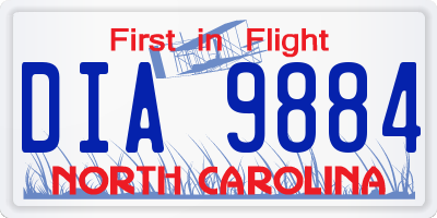 NC license plate DIA9884