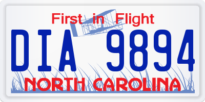 NC license plate DIA9894