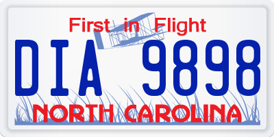 NC license plate DIA9898