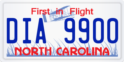 NC license plate DIA9900