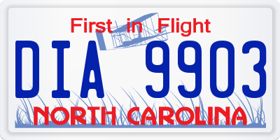 NC license plate DIA9903