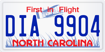 NC license plate DIA9904