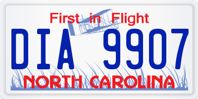 NC license plate DIA9907