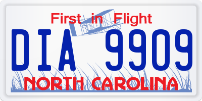 NC license plate DIA9909