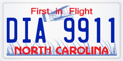 NC license plate DIA9911