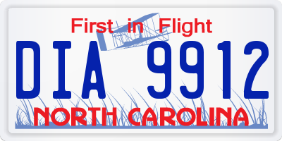 NC license plate DIA9912