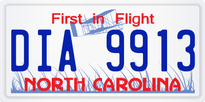 NC license plate DIA9913