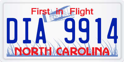 NC license plate DIA9914
