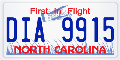 NC license plate DIA9915