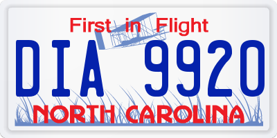 NC license plate DIA9920
