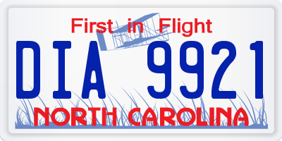 NC license plate DIA9921