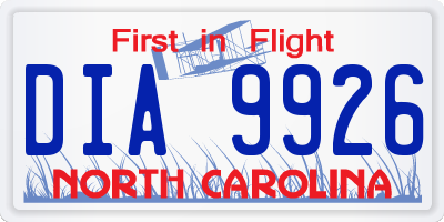 NC license plate DIA9926