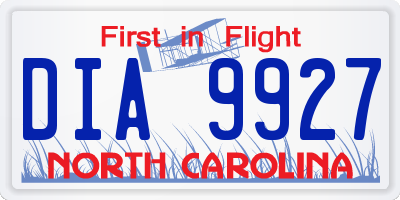 NC license plate DIA9927