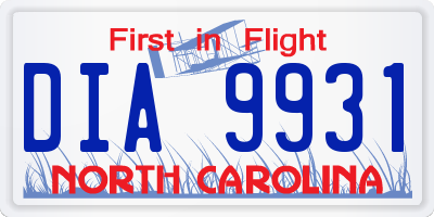NC license plate DIA9931