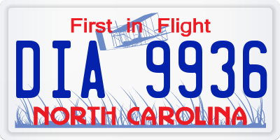 NC license plate DIA9936