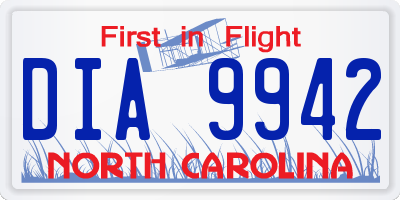 NC license plate DIA9942