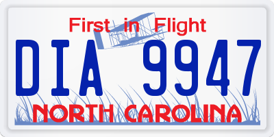NC license plate DIA9947