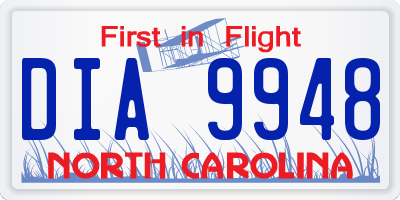 NC license plate DIA9948