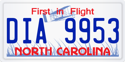 NC license plate DIA9953