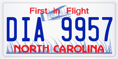 NC license plate DIA9957