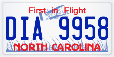 NC license plate DIA9958