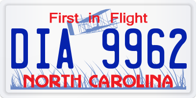 NC license plate DIA9962