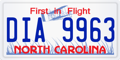 NC license plate DIA9963