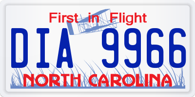 NC license plate DIA9966