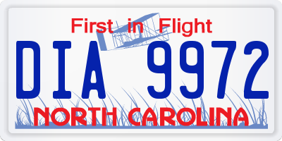NC license plate DIA9972