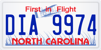 NC license plate DIA9974