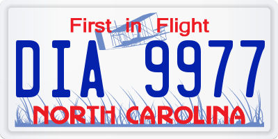 NC license plate DIA9977