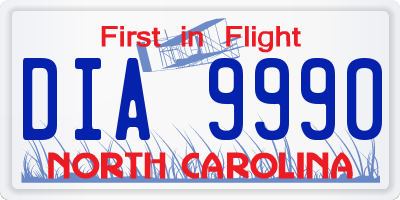 NC license plate DIA9990
