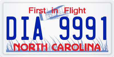 NC license plate DIA9991