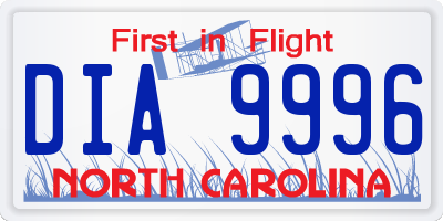 NC license plate DIA9996