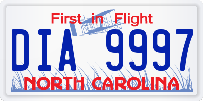 NC license plate DIA9997
