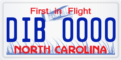 NC license plate DIB0000