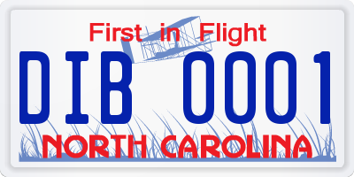 NC license plate DIB0001